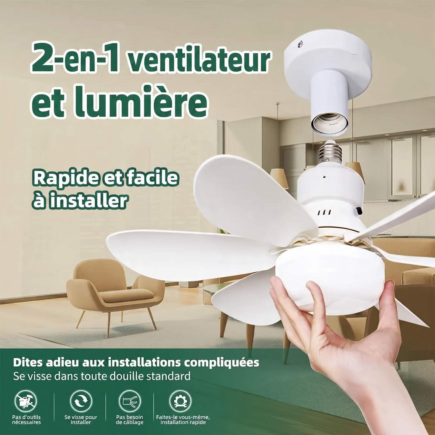 Ventilateur Plafonnier 2-en-1 Lumière LED | AirVibe